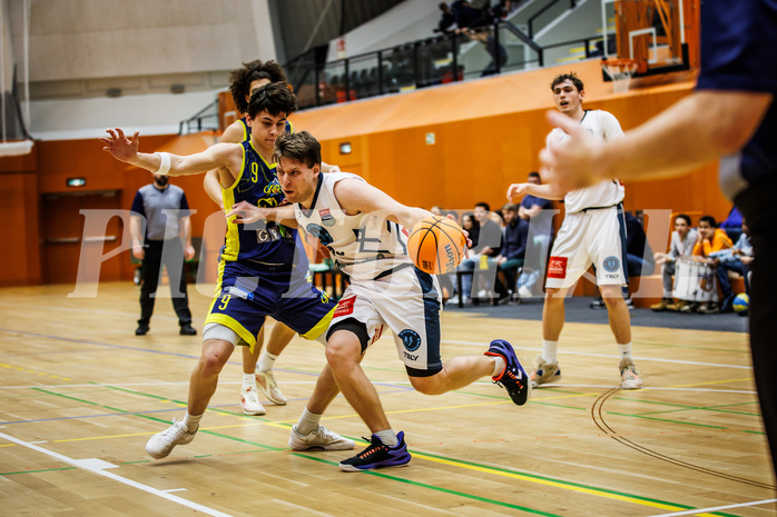 Basketball, Basketball Zweite Liga 2024/25, Grunddurchgang 17.Runde, Vienna Timberwolves, Future Team Steiermark, Moritz Gauster (9), Jonas John (99)