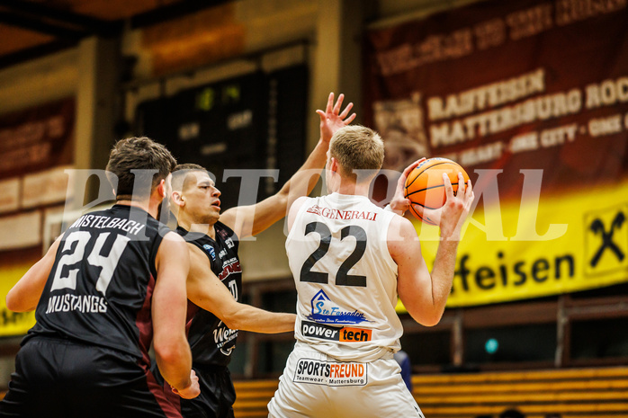 Basketball, Basketball Zweite Liga 2024/25, Grunddurchgang 17.Runde, Mattersburg Rocks, Mistelbach Mustangs, Asdren Drew Koka (22)