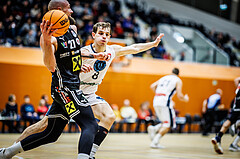 Basketball, Win2Day Superliga 2023/24, Grunddurchgang 11.Runde, Vienna Timberwolves, Flyers Wels, Christian Von Fintel (27), Elias Wlasak (8)