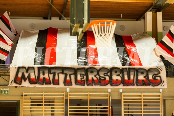 Basketball, 2.Bundesliga, Playoff VF Spiel 1, Mattersburg Rocks, Vienna D.C. Timberwolves, Mattersburg Choreografie