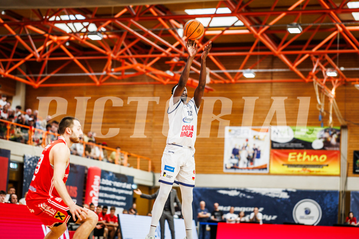 Basketball, win2day Basketball Superliga 2024/25, Playoffs Viertelfinale 2. Spiel
, BBC Nord Dragonz, Flyers Wels, Peter Turay (12)