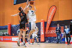 Basketball, Win2Day Superliga 2022/23, 3. Qualifikationsrunde, Vienna Timberwolves, Fürstenfeld Panthers, Andrija Blatancic (4), Jakob Lohr (12)