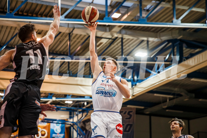 Basketball, Admiral Basketball Superliga 2019/20, Platzierungsrunde 5.Runde, Oberwart Gunners, Flyers Wels, Jonathan Knessl (12)
