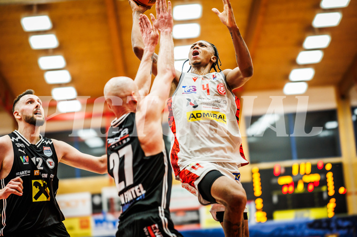 Basketball, Basketball Austria CUP 2023/24, Finale, Traiskirchen Lions, Flyers Wels, Demarcus Demonia (4)