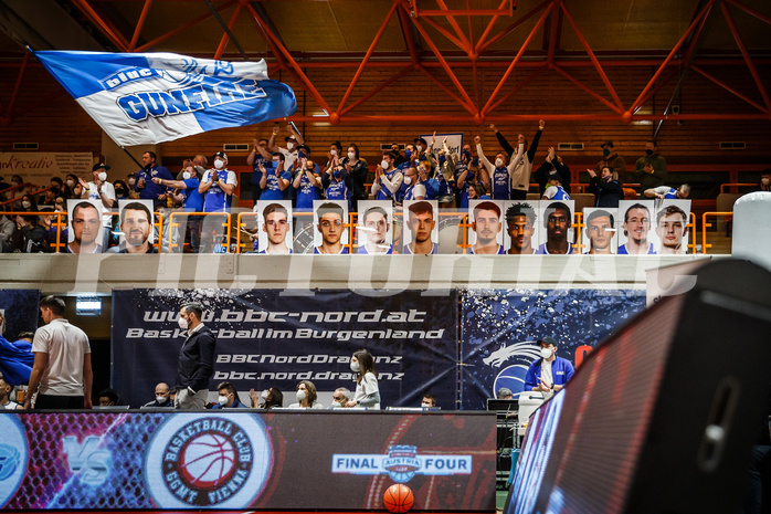 Basketball, Basketball Austria, Cup Final Four 2021/22 
Herren Cupfinale, BC GGMT Vienna, Oberwart Gunners, Gunners Fanblock