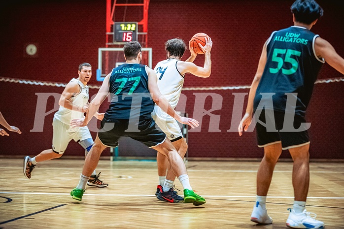 Basketball, Basketball Zweite Liga 2022/23, Grunddurchgang 6.Runde, Basket Flames, Union Deutsch Wagram Alligators, Evan Frank (24)