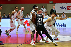 Basketball Superliga 2020/21, Grunddurchgang 11.Runde Flyers Wels vs. Kapfenberg Bulls, AJ. Turner (7), Thomas Schreiner (5), Eric McClellan (8), Christian Von Fintel (27), Nemanja Krstic (12),

