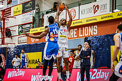 Basketball, win2day Basketball Superliga 2023/24, Halbfinale Spiel 1, Traiskirchen Lions, Oberwart Gunners, Demarcus Demonia (4)
