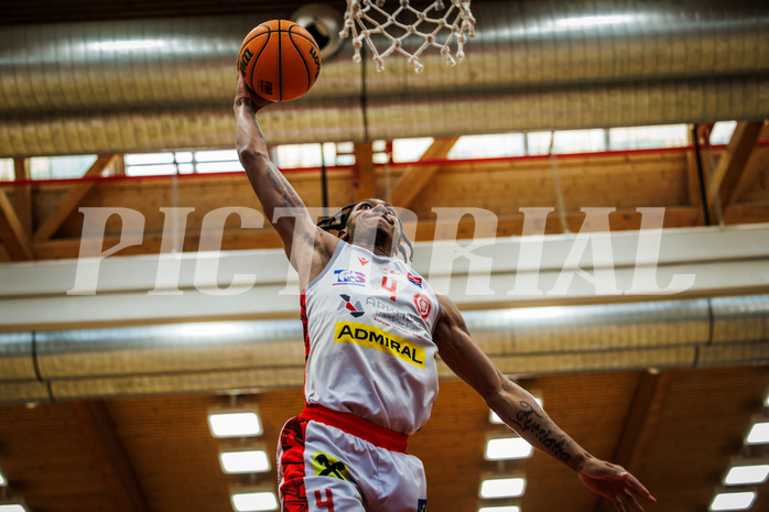 Basketball, win2day Basketball Superliga 2023/24, Halbfinale Spiel 1, Traiskirchen Lions, Oberwart Gunners, Demarcus Demonia (4)