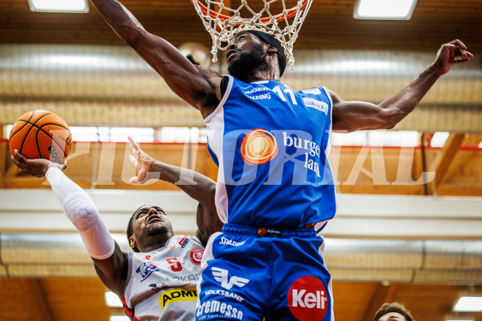 Basketball, win2day Basketball Superliga 2023/24, Halbfinale Spiel 1, Traiskirchen Lions, Oberwart Gunners, Davon Clare (5)