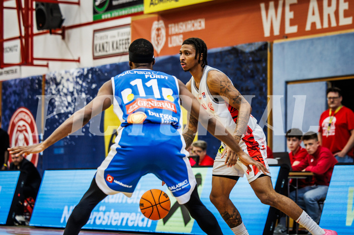 Basketball, win2day Basketball Superliga 2023/24, Halbfinale Spiel 1, Traiskirchen Lions, Oberwart Gunners, Demarcus Demonia (4)