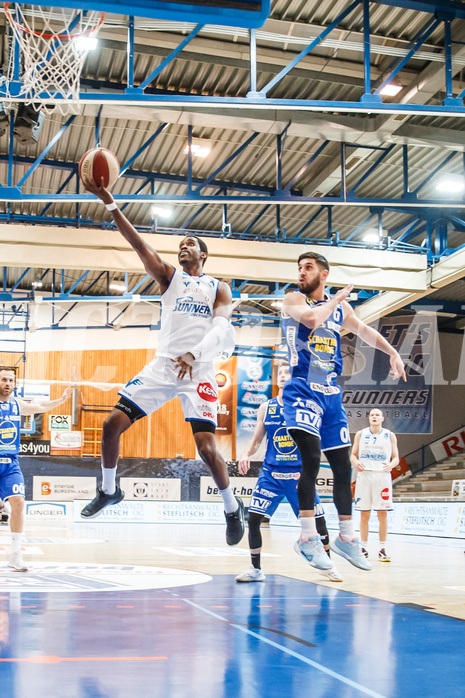 Basketball, bet-at-home Basketball Superliga 2020/21, Grunddurchgang, 14. Runde, Oberwart Gunners, Gmunden Swans, Nigel Pruitt (11)