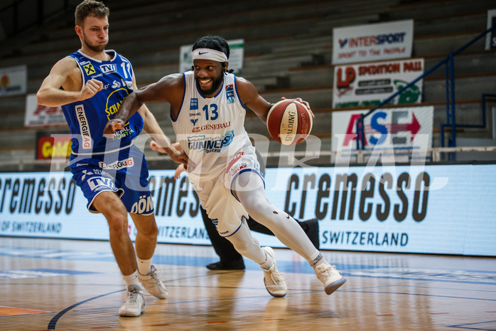 Basketball, bet-at-home Basketball Superliga 2020/21, Grunddurchgang 14. Runde, Oberwart Gunners, Gmunden Swans, Quincy Diggs (13)