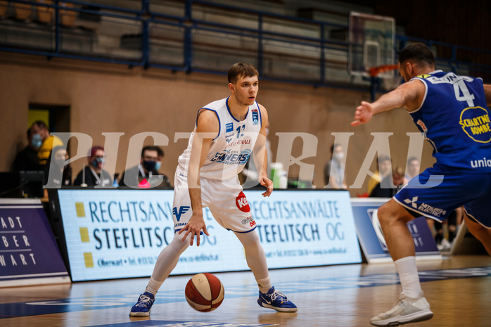 Basketball, bet-at-home Basketball Superliga 2020/21, Grunddurchgang 14. Runde, Oberwart Gunners, Gmunden Swans, Jonathan Knessl (12)