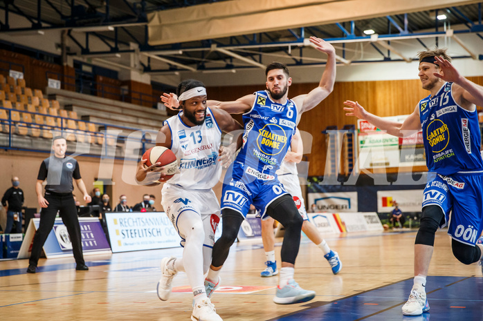 Basketball, bet-at-home Basketball Superliga 2020/21, Grunddurchgang, 14. Runde, Oberwart Gunners, Gmunden Swans, Quincy Diggs (13)