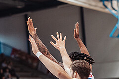 Basketball, Basketball Austria Cup 2023/24, VF Spiel 7, Oberwart Gunners, Dragonz Eisenstadt, Filip Bjelanovic (22), Kris Monroe (13), Daniel Koeppel (14)
