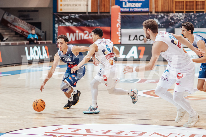 Basketball, Basketball Austria Cup 2023/24, VF Spiel 7, Oberwart Gunners, Dragonz Eisenstadt, Lukas Hahn (25), Magdy Aboud-Ahmed(6)