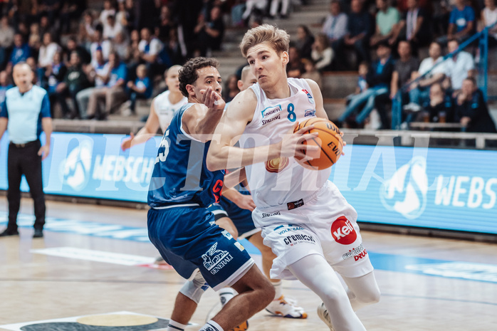 Basketball, Basketball Austria Cup 2023/24, VF Spiel 7, Oberwart Gunners, Dragonz Eisenstadt, Lukas Hahn (25), Florian Koeppel (8)