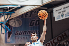 Basketball, Basketball Austria Cup 2023/24, VF Spiel 7, Oberwart Gunners, Dragonz Eisenstadt, Lukas Hahn (25), Jonathan Knessl (12)