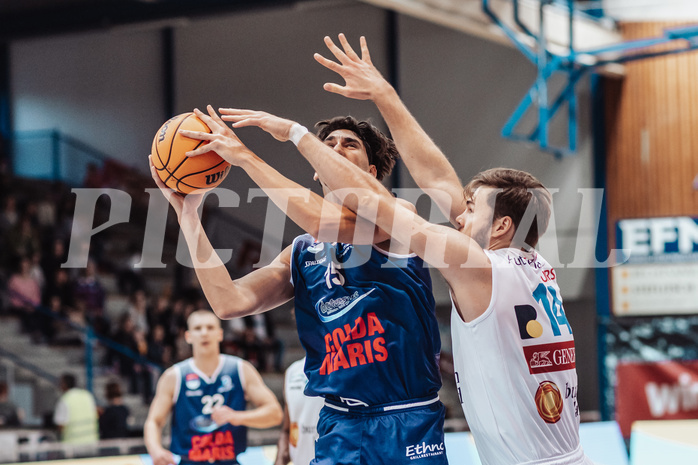Basketball, Basketball Austria Cup 2023/24, VF Spiel 7, Oberwart Gunners, Dragonz Eisenstadt, Mario Spaleta (15), Daniel Koeppel (14)