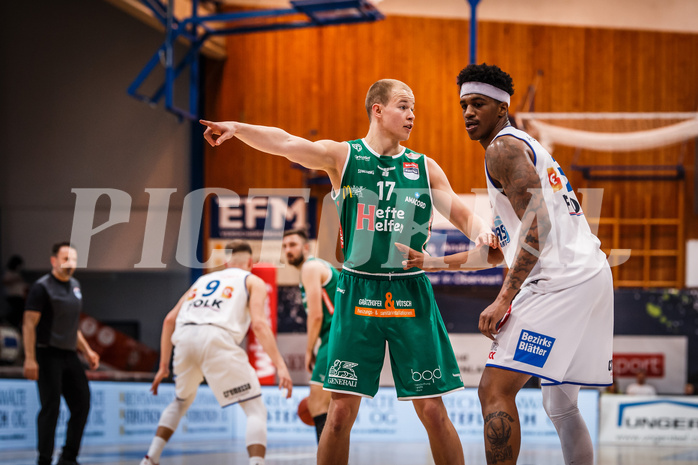 Basketball, bet-at-home Basketball Superliga 2021/22, Playoffs, Viertelfinale Spiel 1, Oberwart Gunners, Kapfenberg Bulls, David Vötsch (17)