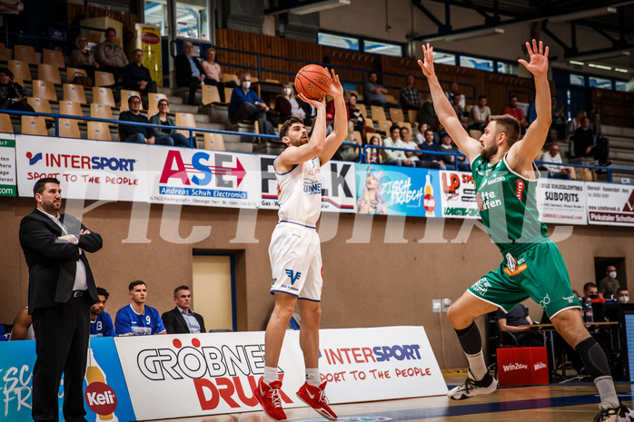 Basketball, bet-at-home Basketball Superliga 2021/22, Playoffs, Viertelfinale Spiel 1, Oberwart Gunners, Kapfenberg Bulls, Ioannis Chatzinikolas (11)
