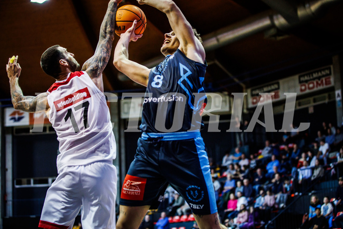 Basketball, Win2Day Superliga 2023/24, Grunddurchgang 8.Runde, BC Vienna, Vienna Timberwolves, Ivan Siriscevic (17), Elias Wlasak (8)