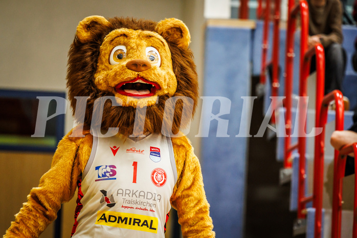 Basketball, win2day Basketball Superliga 2023/24, Grunddurchgang 8.Runde, Traiskirchen Lions, UBSC Graz, Freddie (Mascot)