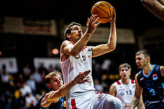 Basketball, Win2Day Superliga 2023/24, Grunddurchgang 8.Runde, BC Vienna, Vienna Timberwolves, Elias Wlasak (8), Bogic Vujosevic (5)