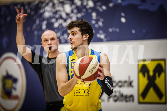 Basketball, bet-at-home Basketball Superliga 2019/20, Platzierungsrunde 3.Runde, SKN St. Pölten Basketball, Oberwart Gunners, Kostas Oikonomopouluos (25)