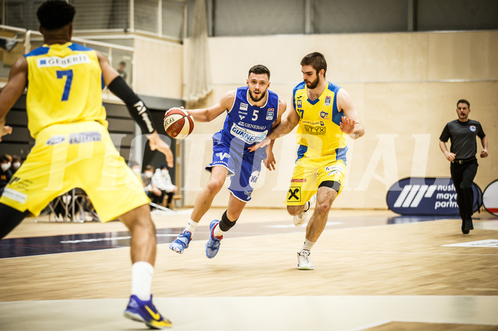 Basketball, bet-at-home Basketball Superliga 2019/20, Platzierungsrunde 3.Runde, SKN St. Pölten Basketball, Oberwart Gunners, Ignas Fiodorovas (5)