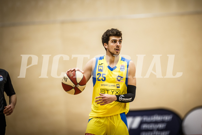 Basketball, bet-at-home Basketball Superliga 2019/20, Platzierungsrunde 3.Runde, SKN St. Pölten Basketball, Oberwart Gunners, Kostas Oikonomopouluos (25)