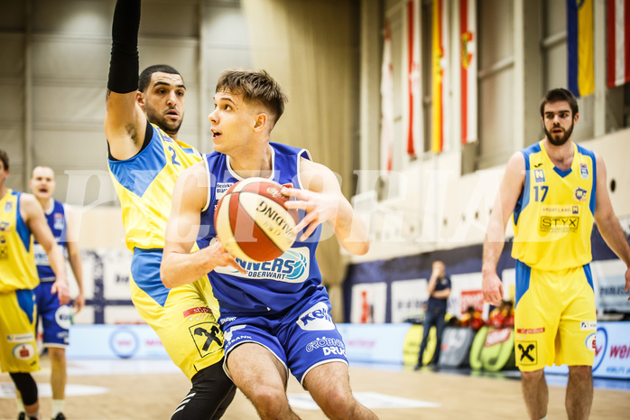 Basketball, bet-at-home Basketball Superliga 2019/20, Platzierungsrunde 3.Runde, SKN St. Pölten Basketball, Oberwart Gunners, Jonathan Knessl (12)