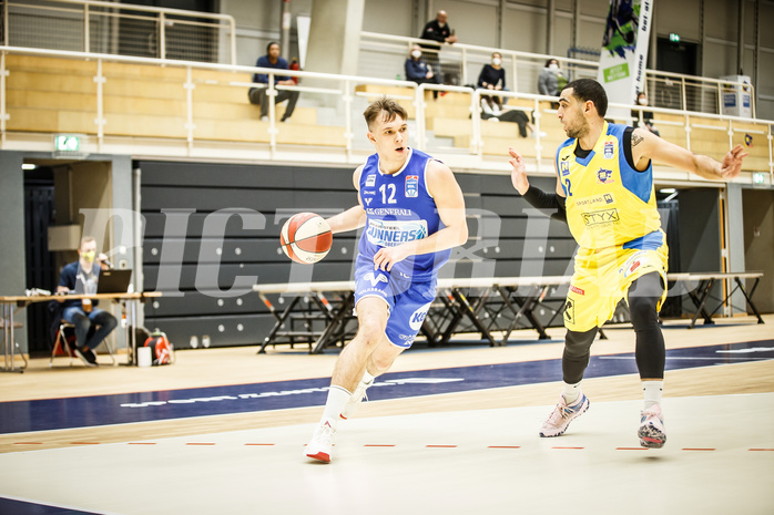 Basketball, bet-at-home Basketball Superliga 2019/20, Platzierungsrunde 3.Runde, SKN St. Pölten Basketball, Oberwart Gunners, Jonathan Knessl (12)