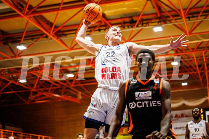 Basketball, win2day Basketball Superliga 2023/224, Grunddurchgang Runde 11, BBC Nord Dragonz, Fürstenfeld Panthers, Filip Bjelanovic (22)