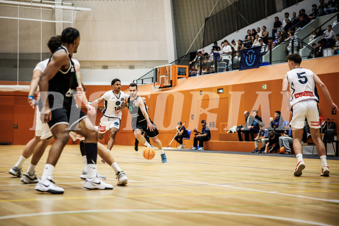Basketball, Basketball Zweite Liga 2024/25, Grunddurchgang 4.Runde, Vienna Timberwolves, UDW Alligators, Jamie Ikem Onyemaechi (10), Petar Cosic (3)