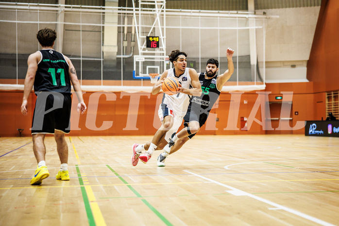 Basketball, Basketball Zweite Liga 2024/25, Grunddurchgang 4.Runde, Vienna Timberwolves, UDW Alligators, Armin Karian (7), Josip Valentic (55)