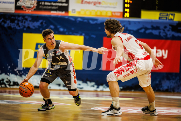 Basketball, win2day Basketball Superliga 2024/25, Playoff Viertelfinale 2. Spiel, Traiskirchen Lions, Klosterneuburg Dukes, Valentin Bauer (14)