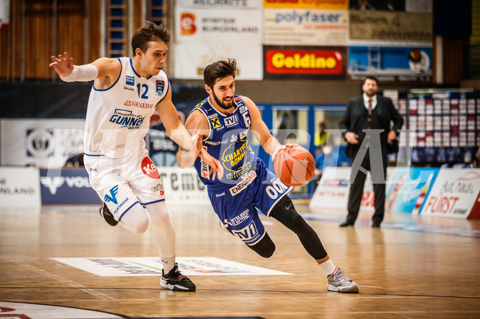 Basketball, bet-at-home Basketball Superliga 2021/22, Grunddurchgang Runde 8, Oberwart Gunners, Gmunden Swans, Daniel Friedrich (6)