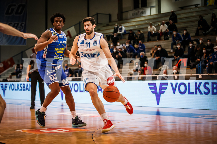 Basketball, bet-at-home Basketball Superliga 2021/22, Grunddurchgang Runde 8, Oberwart Gunners, Gmunden Swans, Ioannis Chatzinikolas (11)