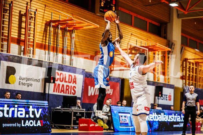 Basketball, win2day Basketball Superliga 2023/224, Grunddurchgang Runde 16, BBC Nord Dragonz, Oberwart Gunners, Derrek Brooks Jr. (11)