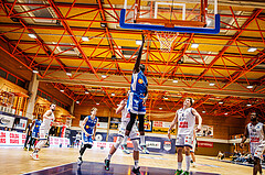 Basketball, win2day Basketball Superliga 2023/224, Grunddurchgang Runde 16, BBC Nord Dragonz, Oberwart Gunners, Shaquille Rombley (5)