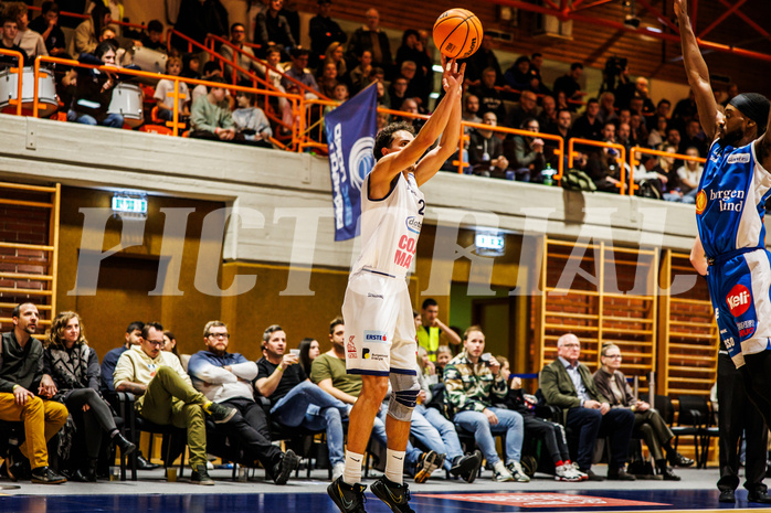 Basketball, win2day Basketball Superliga 2023/224, Grunddurchgang Runde 16, BBC Nord Dragonz, Oberwart Gunners, Lukas Hahn (25)