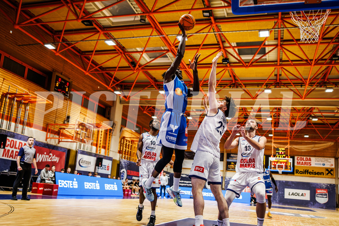 Basketball, win2day Basketball Superliga 2023/224, Grunddurchgang Runde 16, BBC Nord Dragonz, Oberwart Gunners, Shaquille Rombley (5)