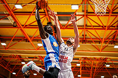 Basketball, win2day Basketball Superliga 2023/224, Grunddurchgang Runde 16, BBC Nord Dragonz, Oberwart Gunners, Shaquille Rombley (5)