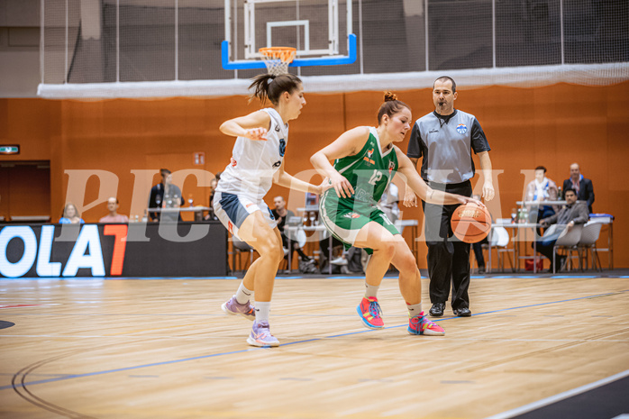 Basketball, Win2Day Basketball Damen Superliga 2022/23, Grunddurchgang 2.Runde, Vienna D.C. Timberwolves, KOS Celovec Damen, Aleksandra Novakovic (8), Patricia Pauer (12)