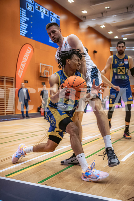 Basketball, Win2Day Superliga 2022/23, Grunddurchgang 2.Runde, Vienna D.C. Timberwolves, UBSC Raiffeisen Graz, Zachery Deshon Cooks (3)