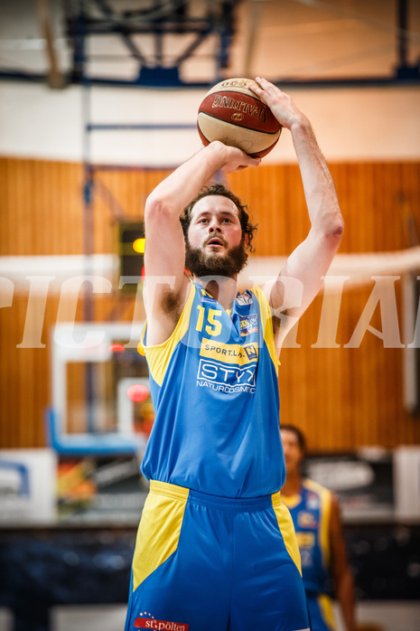 Basketball, bet-at-home Basketball Superliga 2020/21, Viertelfinale Spiel 1, Oberwart Gunners, SKN St. Pölten, Logan Schilder (15)