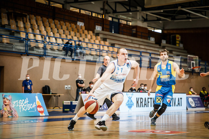 Basketball, bet-at-home Basketball Superliga 2020/21, Viertelfinale Spiel 1, Oberwart Gunners, SKN St. Pölten, Sebastian Käferle (7)