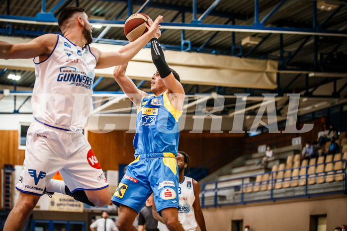 Basketball, bet-at-home Basketball Superliga 2020/21, Viertelfinale Spiel 1, Oberwart Gunners, SKN St. Pölten, Kostas Oikonomopouluos (25)